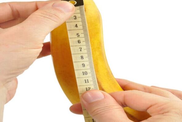 eng Bananne moossen simuléiert d'Messung vun engem vergréisserten Penis